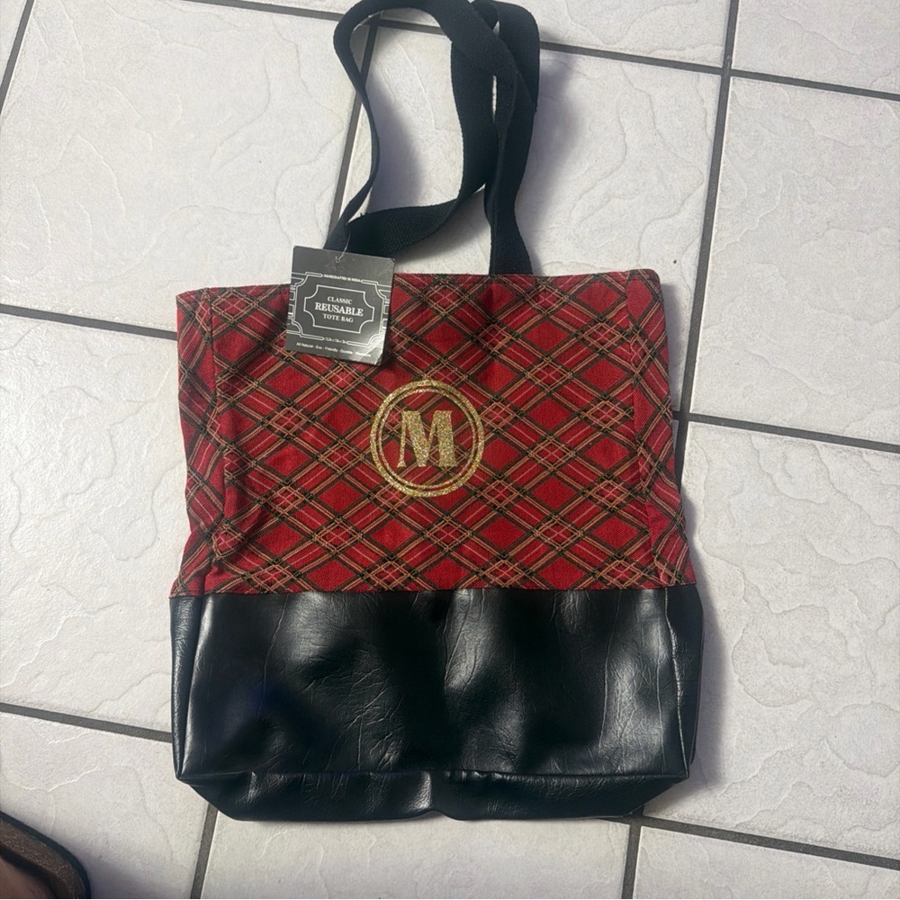 Tote Bag - Red/Black Plaid -15.5x15x3)